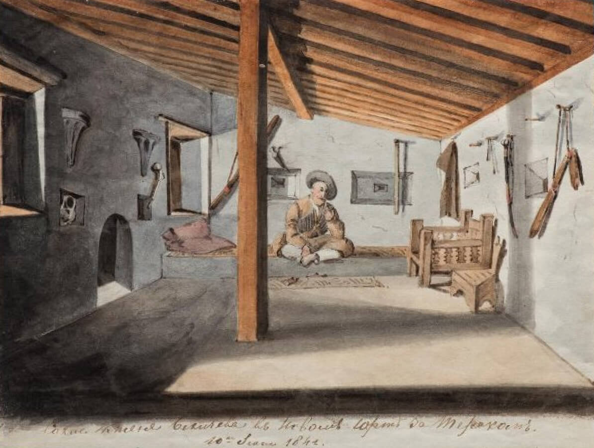 Сакля князя Бекичева в Новом Юрте за Тереком. 1842.