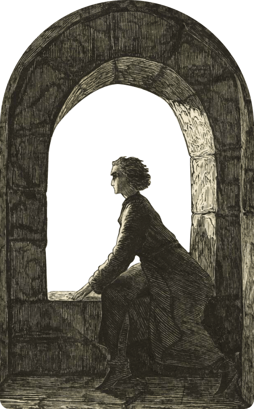 Мцыри в монастыре. Иллюстрация А. Б. Заславского к поэме «Мцыри». 1940